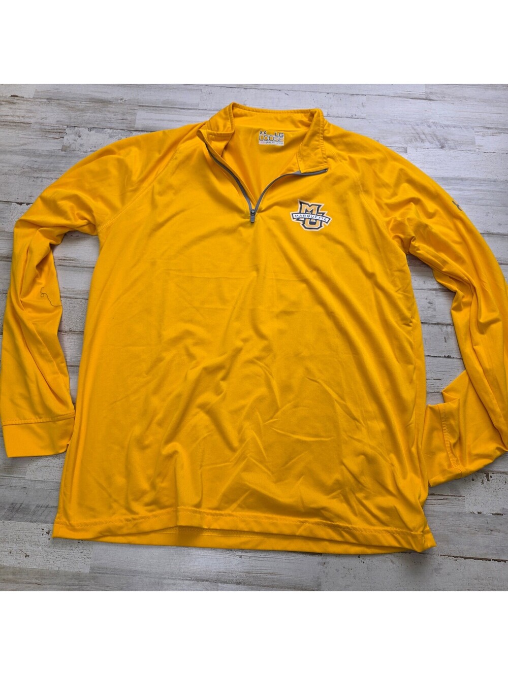 Under Armour Marquette University 1/4 Zip Pullover Men's L Yellow Loose Fit Golf